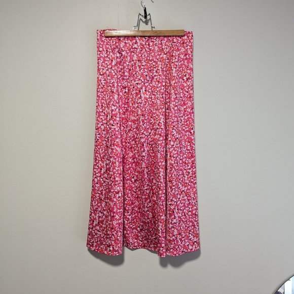 Dynamite Floral Satin Pink Slit Skirt - Picture 4 of 4
